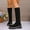 #146-Black, variant on AUNVITO Women's Stretchy Slim Knee-High Boots Elastic Mid-Calf Winter Boots with Chunky Heel Round Toe Casual Retro Solid Brown/Beige