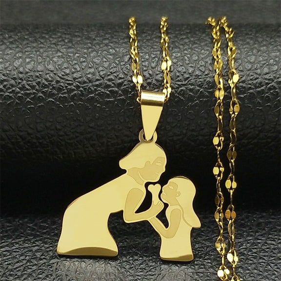 Happy And Sweet Mama Mother's Day 14K Yellow Gold Necklace Suitable For Daily Travel And Fashion Jewelry