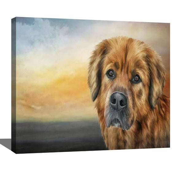 DIY Digital Oil Painting Set Drawing Illustration Brown Mongrel Dog Portrait Oil Painting on Old Paint by Numbers Kits for Adult Beginner Children Wooden Frame Art Craft for Home Wall Decor-16x20"