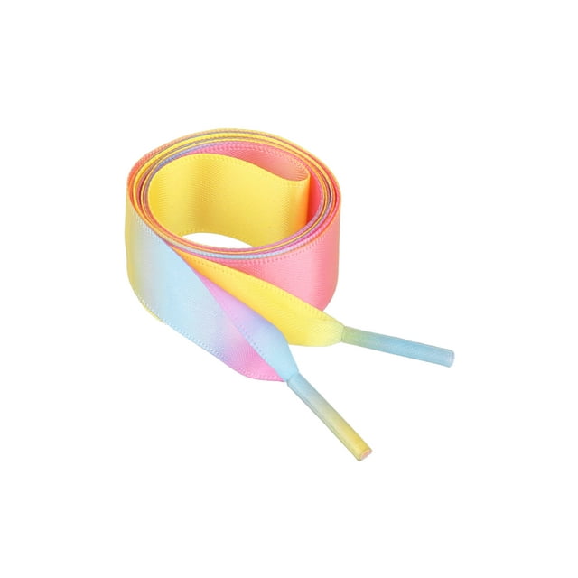 INSPIRE CHIC Extra Wide Shoe Laces Satin Ribbon Flat Gradient Colorful Shoe Strings for Sneakers Multi Pink 90cm/35.4"