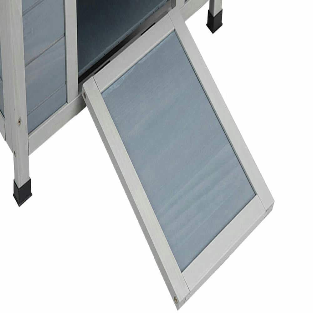Yardi Yarda Small Wooden Rabbit Hutch with Lockable Door & Weatherproof Roof, Bunny Cage Pet House with Openable Top for Rabbits, Guinea Pigs Cats Chicks, Gray