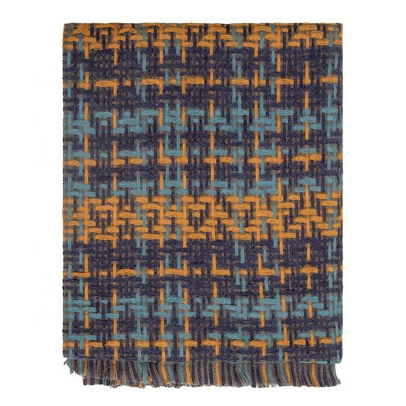 Fennco Style Cozy Colorful Striped Fringe 100% Cotton Throw Blanket 52 x 67 Inch