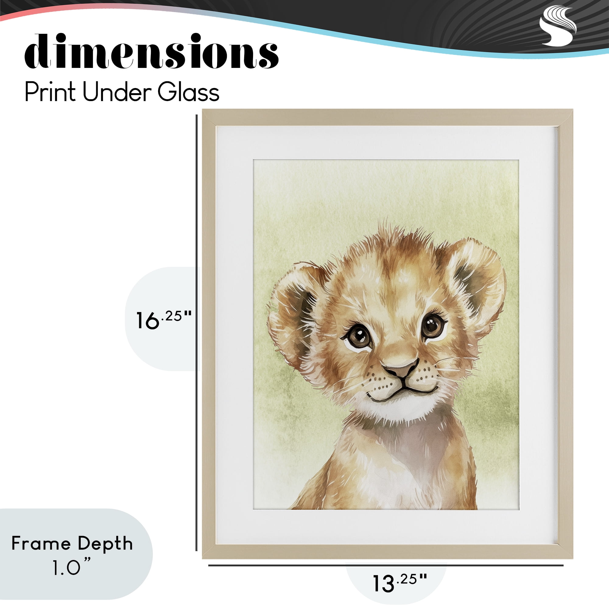Stupell Industries Jungle Friends Baby Lion Birch Framed Print Under Glass, design by Christine Simpson Art
