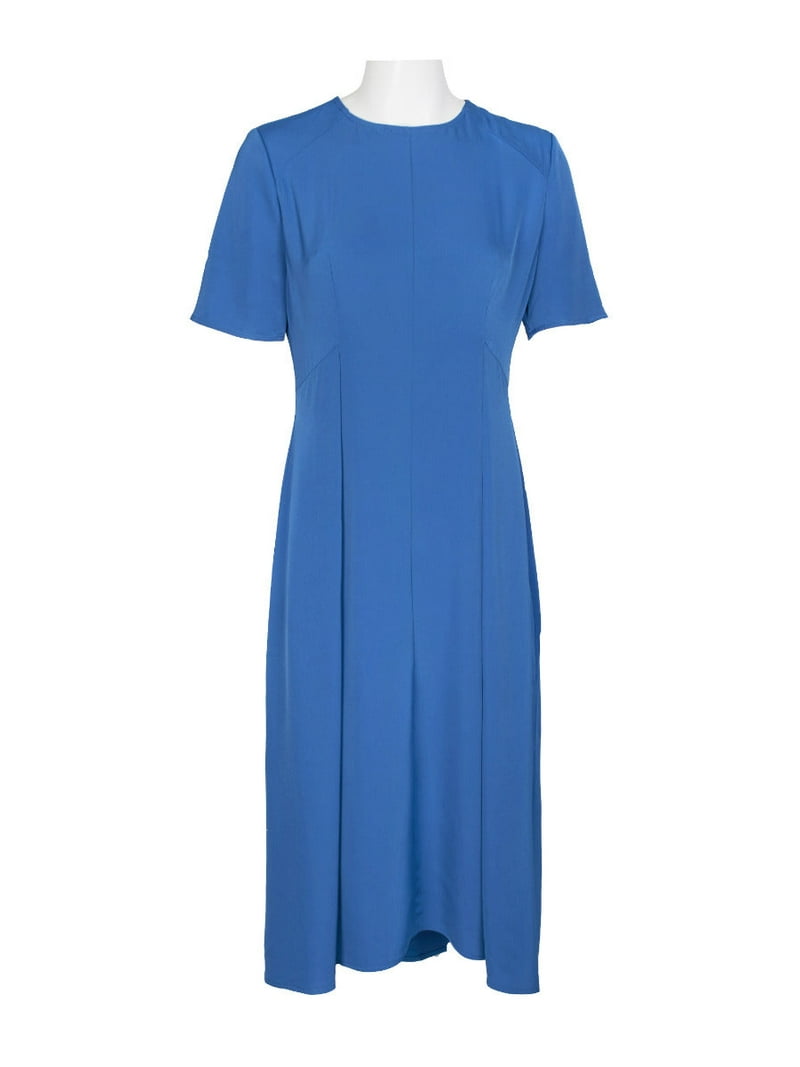 Maggy London Crew Neck Short Sleeve Pleated Solid Zipper Back Scuba Dress- BLUE / 8 - Walmart.com Maggy London Crew Neck Short Sleeve Pleated Solid Zipper Back Scuba Dress- BLUE / 8 - Walmart.com