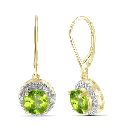 JewelersClub 2 3/4 Carat T.G.W. Peridot And White Diamond Accent 14kt Gold Over Silver Drop Earrings