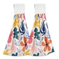 thumbnail image 2 of Abstract Flower Pattern Hand Towels 2 Pack Quick Dry Velvet Soft with Velcro Kitchen Bath 14x18in, 2 of 7