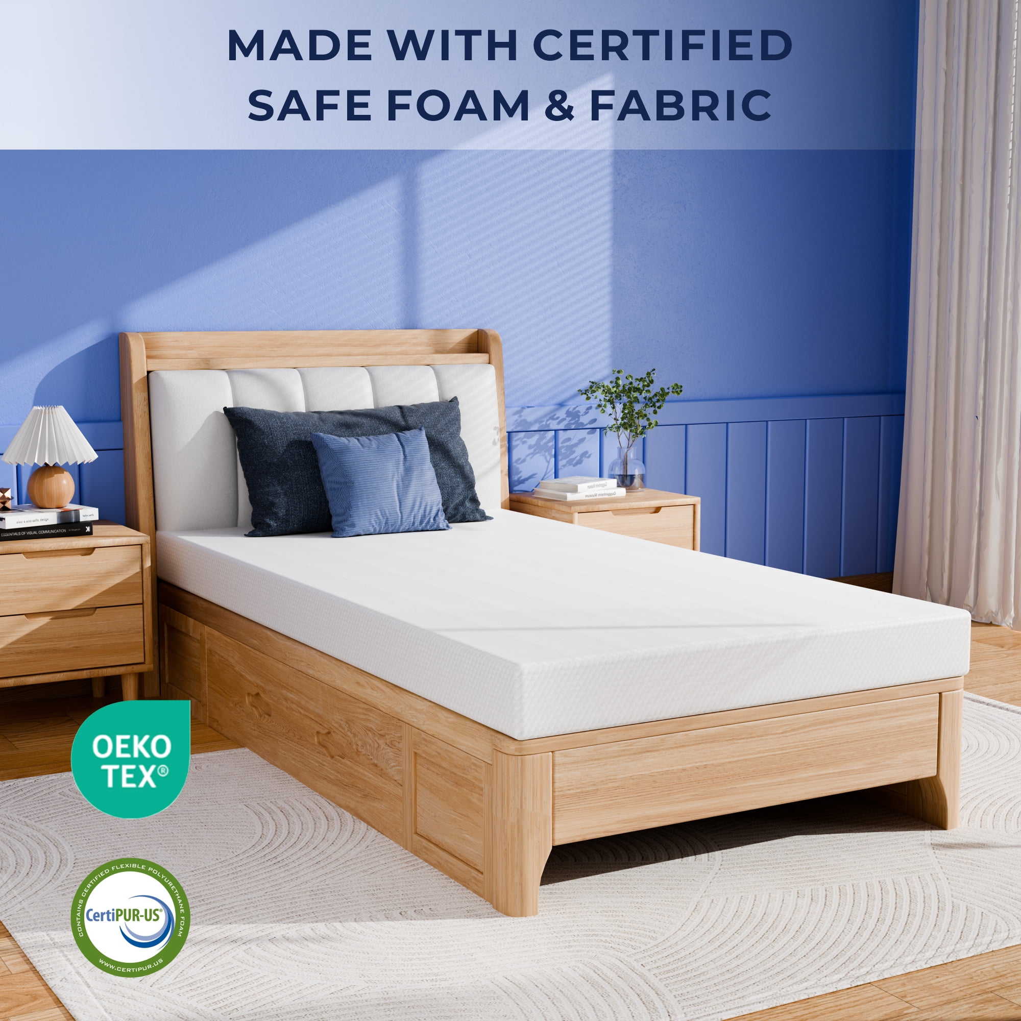 5" Twin Memory Foam Mattress for Kids, Cooling Gel, Medium-Firm, Washable Cover, Fiberglass Free, Bed in a Box