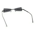 thumbnail image 7 of Womens Avant Garde Jewel Rhinestone Cross Bar Metal Rimless Rectangle Sunglasses All Black, 7 of 7