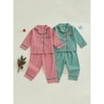thumbnail image 4 of Elippeo Baby Girl 2Pcs Christmas Pajamas Long Sleeve Plaid Print Shirt + Pants Set Toddler Sleepwear, 4 of 9