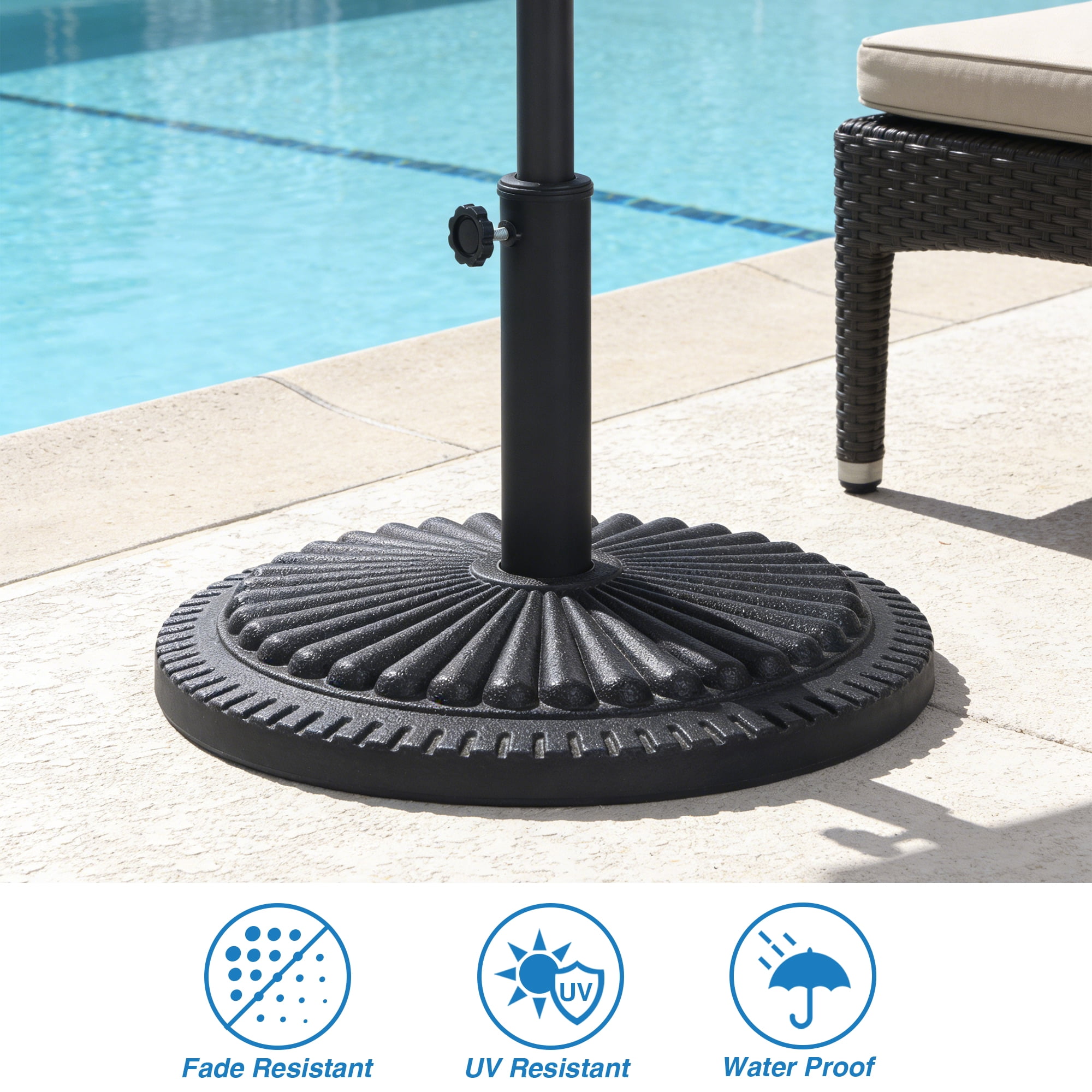 Abble 33 lbs. Heavy Duty Patio Umbrella Base Outdoor Market Umbrella Stand in Black
