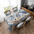 thumbnail image 4 of Blue Starfish Coastal Rectangle Tablecloth, Eucalyptus Summer Nautical Shell Vintage Waterproof & StainResistant Tablecloth, Washable Oil-proof Table Cover for Dining/Party/Wedding/Buffet 52x70 In, 4 of 9