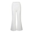 thumbnail image 4 of UAYOTSE Girls High Waisted Pants Kids Wide Leg Dress Pants Casual Trousers With Pockets(White,11-12 Years), 4 of 4