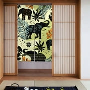 XMXT Japanese Noren Doorway Room Divider Curtain,Wild Plant Elephant Restaurant Closet Door Entrance Kitchen Curtains, 34 x 56 inches