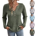 thumbnail image 1 of NJDVHB Économies d'Automne Hiver! Hauts pour Femmes Tendance, Chandail en Molleton pour Femmes, Hauts d'Automne pour Dames, Hauts Décontractés à Manches Longues Col en V, Bleu Clair, m, 1 of 5