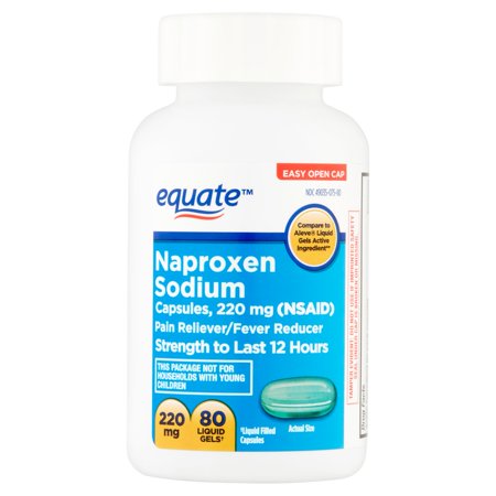 Equate Naproxen Sodium Pain Reliever/Fever Reducer Liquid Gels, 220 mg, 80 ct