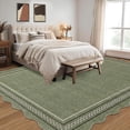 thumbnail image 4 of 9*12FT Washable 9x12 Rugs for Living Room Scalloped Green Large Area Rug Non Slip Soft Non Shedding Bedroom Rug Foldable Low Pile Stain Resistant Carpet for Nursery Dining Room Classroom, Green Green, 4 of 9