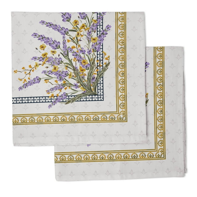 Vargottam Collection de Luxe Linge de Table Décor Serviette en Coton Tissu Imprimé Serviettes Réutilisables Ensemble de 12, 20 X 20 - Lavande