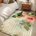 thumbnail image 5 of Rectangle Area Rug 4x6ft, Pastoral Bird Floral Rose Leaves Non-Shedding Washable Area Rug, Vintage Newspaper Texture Non Slip Low-Profile Rugs for Living Room, Bedroom Dining Room, 5 of 9