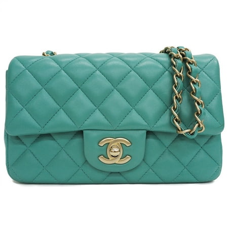 Pre-Owned CHANEL Matelasse 20 Flap Bag Chain Shoulder Lambskin A69900 Green x Gold Women's (Good)
