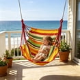thumbnail image 6 of Hammock Chair Hanging Rope Swing for Indoor Outdoor, Heavy Duty Canvas Double Seat with Spreader Bar for Bedroom, Patio, Yard, Camping, 6 of 6