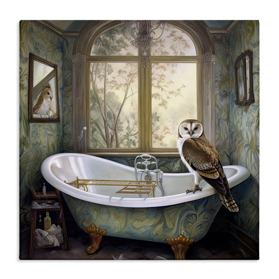 Paisley Patterned Owl Bathtime Canvas Wall Art, design by Sasha