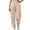 Beige a, variant on Women's Wide Ribbed Waistband Jogger Sweatpants Side Pockets Elastic Cuffs Loose Balloon Tapered Silhouette for Gym Training Navy a S