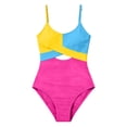 thumbnail image 4 of Girls High Waist Swimwear With Adjustable Straps And Removable Padded Bikini Top For Teen Youth Two Piece Tankini/Hot Pink/13, 4 of 5