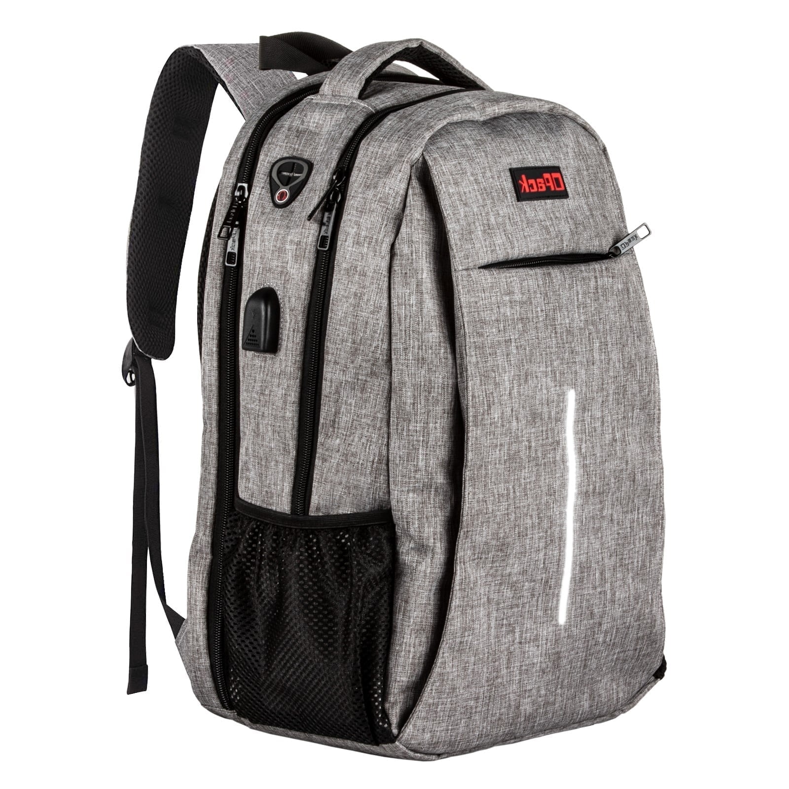 OPACK Large Padded Backpack for Adults, Anti-Theft RFID, USB Port, Suitable for 17" Laptop
