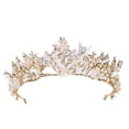 thumbnail image 1 of Princesa flor dorada y tocado de concha perla cadena de pelo nupcial cristal accesorios para el cabello de boda para niñas de flores, 1 of 5