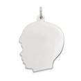 thumbnail image 1 of 14K White Gold Plain Large Facing Left Engravable Boy Charm, 1 of 2