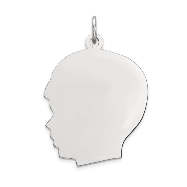 14K White Gold Plain Large Facing Left Engravable Boy Charm