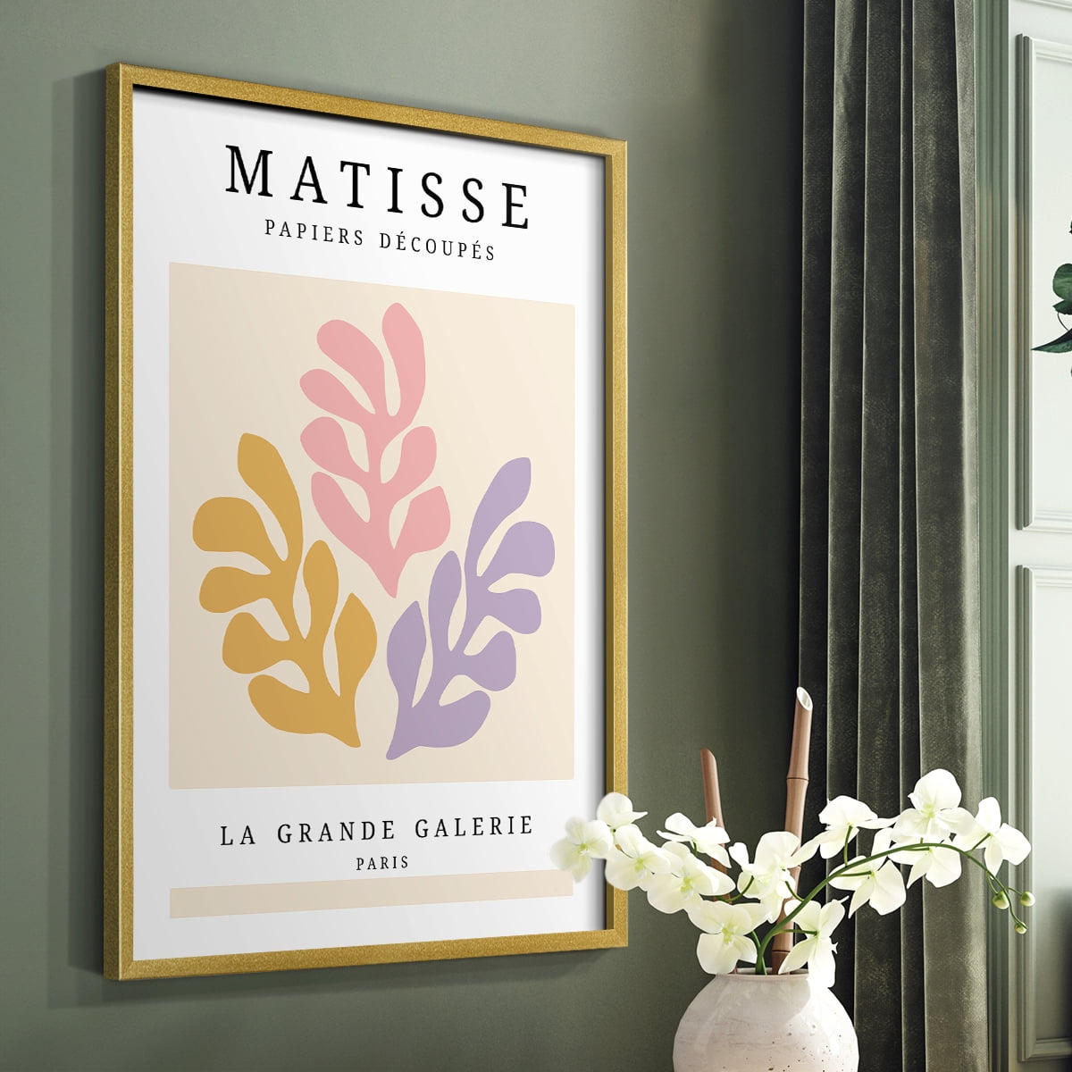 Matisse CCCLXXV in Gold Solid Wood 22 x 28 Framed Print