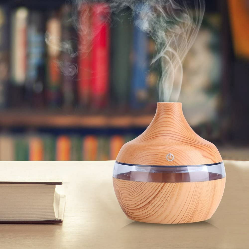 Electric Humidifier Aroma Oil Diffuser Ultrasonic Wood Grain Air