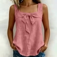 thumbnail image 4 of Kilaqueen Womens Bow Tie Front Tank Tops Summer Dressy Solid Color Square Neck Sleeveless Tunic Blouses Lightweight Loose Fit Casual Going Out Cami Gauze Shirts, 4 of 6