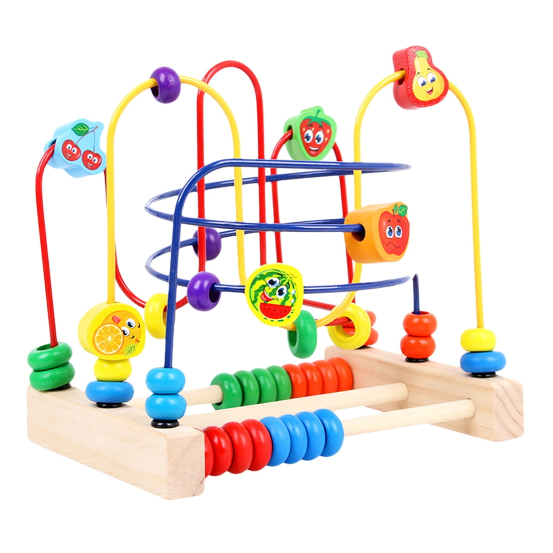 Threewire Fruit Puzzle Bead Wire Maze Wooden Educational Toy for Kids