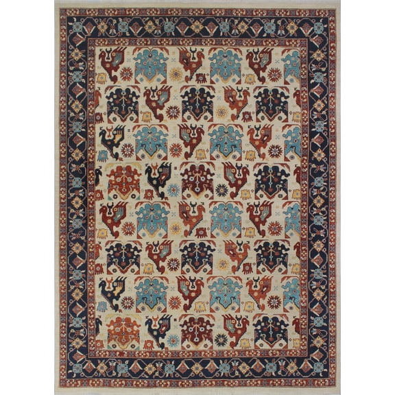 Aria Gormal Ivory/Blue Rug, 8'8" x 11'11"