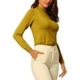 thumbnail image 4 of Hobemty Women's Mock Neck Blouse Long Sleeve Basic Knitted Tops, 4 of 6
