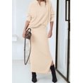 thumbnail image 4 of Outfit PRETTYGARDEN - Jersey y maxi falda para mujer, talla M, color beige, 4 of 9