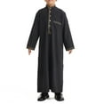 thumbnail image 2 of Mercatoo Boys 𝐌uslim Thobe for Kids Long Sleeve Stand Collar Kaftan Robe 𝐈slamic Clothing Boys 𝐌uslim Dress Ramadan 𝐃ubai Outfit, 2 of 9