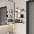 thumbnail image 2 of 16 inch Floating Wall Shelves with Black Metal Guardrail Set of 3, Beige Wall Mounted Shelf for Bedroom Bathroom Kitchen Living Room, Different Sizes, 2 of 7