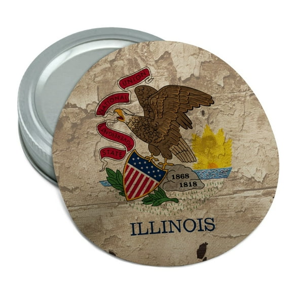 Rustic Illinois State Flag Distressed USA Round Rubber Non-Slip Jar Gripper Lid Opener