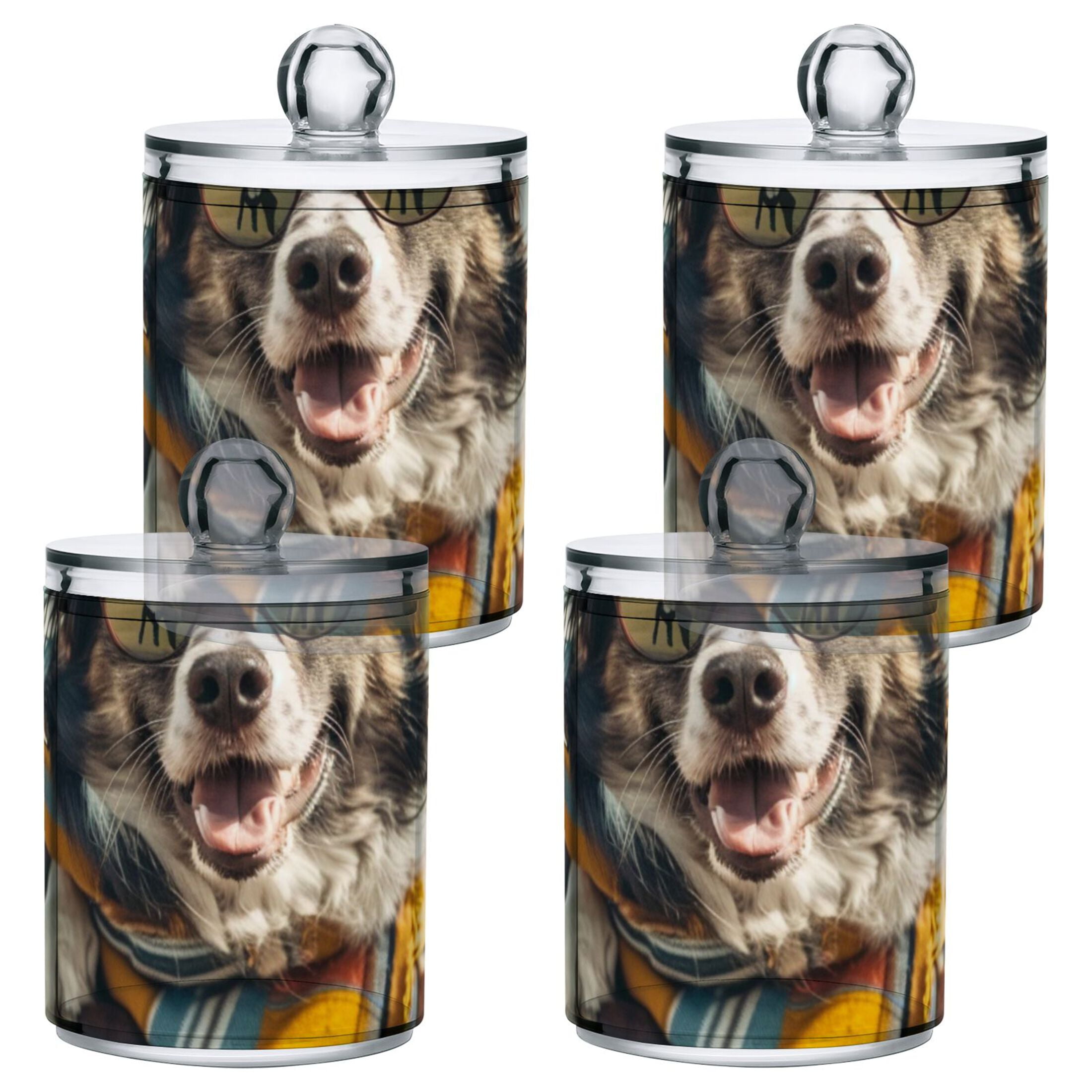 Ckdifva Traveling Dog Storage Jar with Lid Acrylic Organization Storage Containers Set of 4