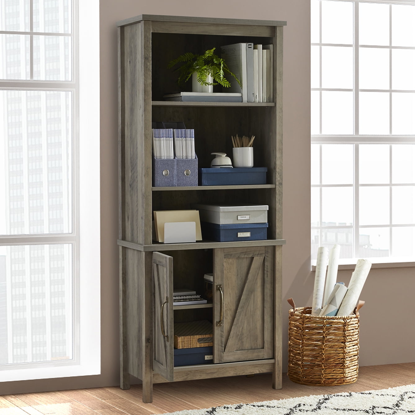 Better Homes Gardens Modern Farmhouse 5 Shelf Library Bookcase