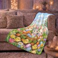 thumbnail image 6 of Easter Garden Scene Cartoon Rabbits Whimsical, Cozy Botanical Garden Scene, Warm Flannel Blanket for Sunroom and Reading Nook, Wildlife Lovers Easter Gift, Festive Home Decor, 6 of 9