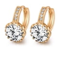 thumbnail image 1 of Pendientes Xihbxyly fiesta para mujer aro de circonitas flores redondas 9 mm oro amarillo 18 quilates, 1 of 4