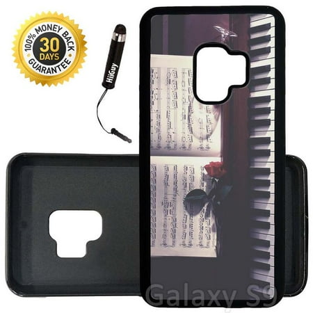 Custom Piano Covers Custom Galaxy S9 Case (Sheet Music Roses Wine and Piano) Edge-to-Edge Rubber Black Cover Ultra Slim | Lightweight | Includes Stylus Pen by Innosub ()