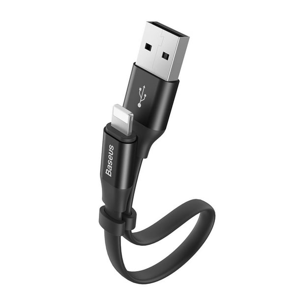 Cable Corto Carga Rápida Transmisión Datos Baseus 23cm Nylon Negro
