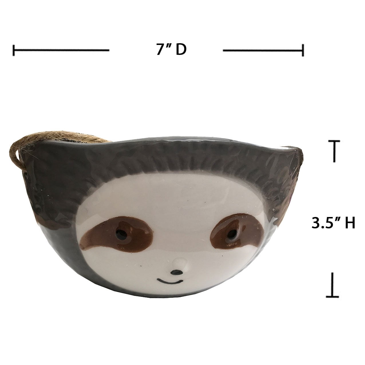 Sloth Hanging Planter  Succulent Plant Pot Indoor Outdoor Ceramic Animal Planters Pots Flowerpot Container 1, Grey-Sloth Face