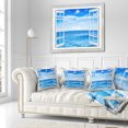thumbnail image 2 of Designart Window Open to Blue Wavy Ocean - Seashore Throw Pillow - 16x16, 2 of 4