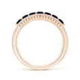 thumbnail image 2 of ANGARA Natural Floating Blue Sapphire Half Eternity Ring with Diamonds in 14K Rose Gold for Women (Size-2.5mm) | September Birthstone, Anniversary, Jewelry Gift for Women | Natural Blue Sapphire Ring, 2 of 10